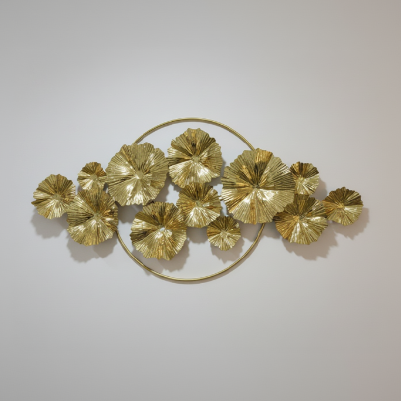 Aplique flores dorado 1.38 x 72 cm