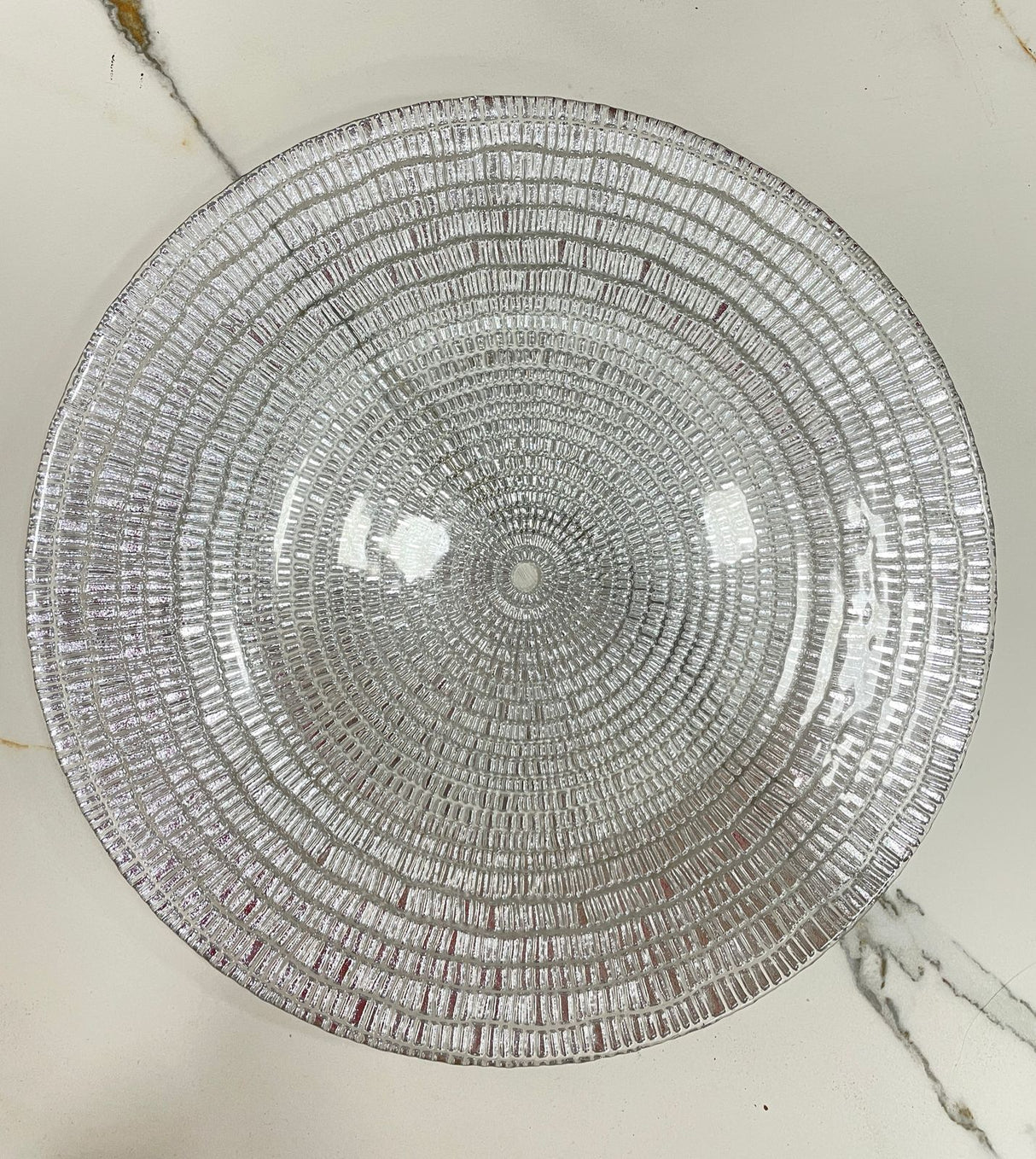 Plato Base Plateado Vidrio