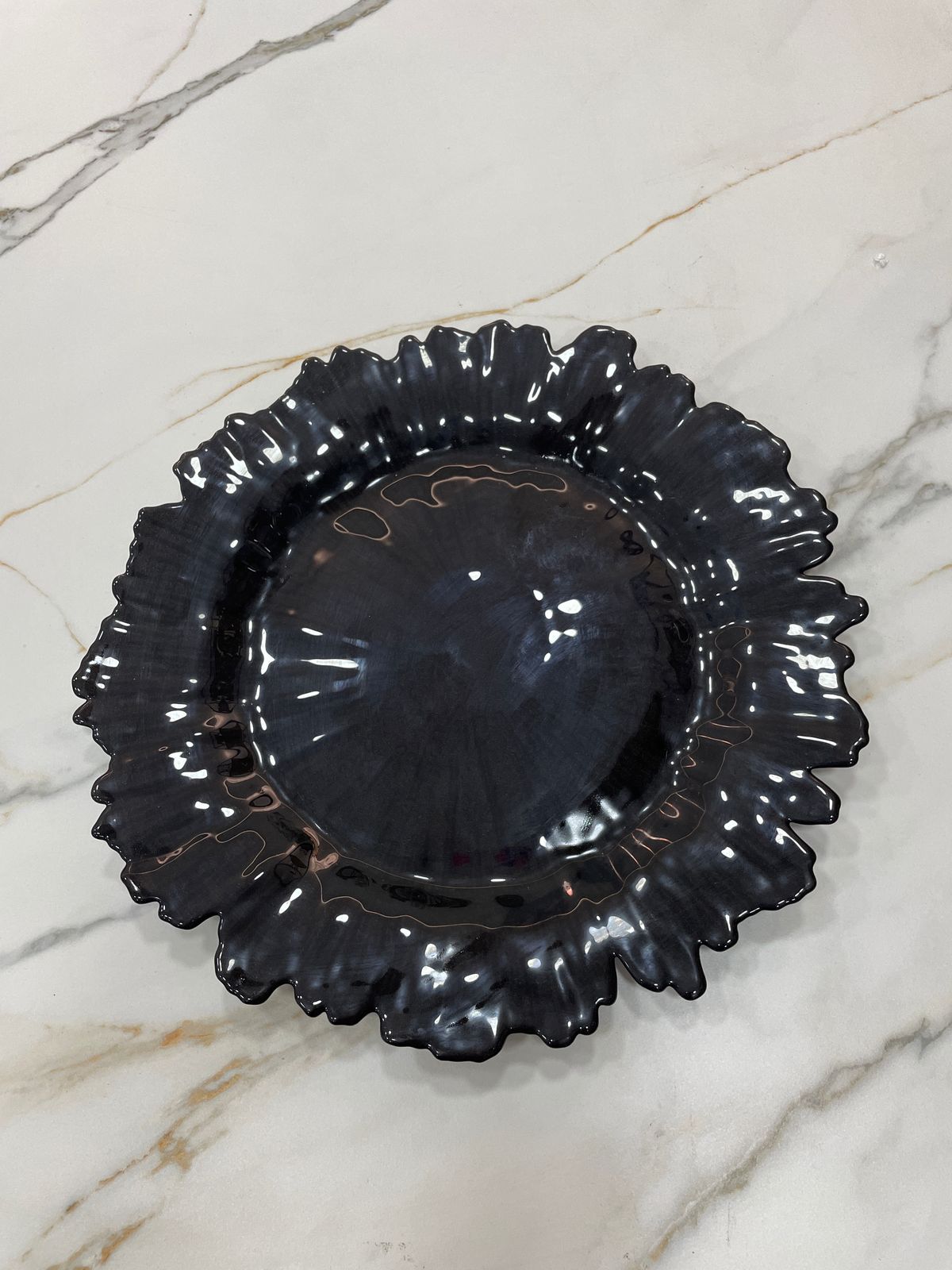 Plato Base Negro Vidrio