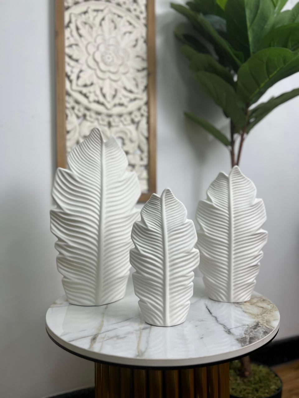 Florero Hoja Blanco