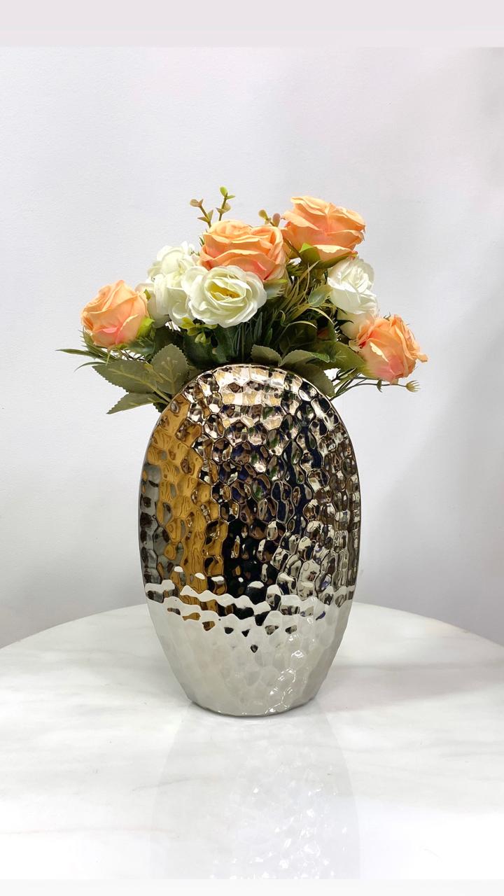 Florero en Resina Ovalado Plateado