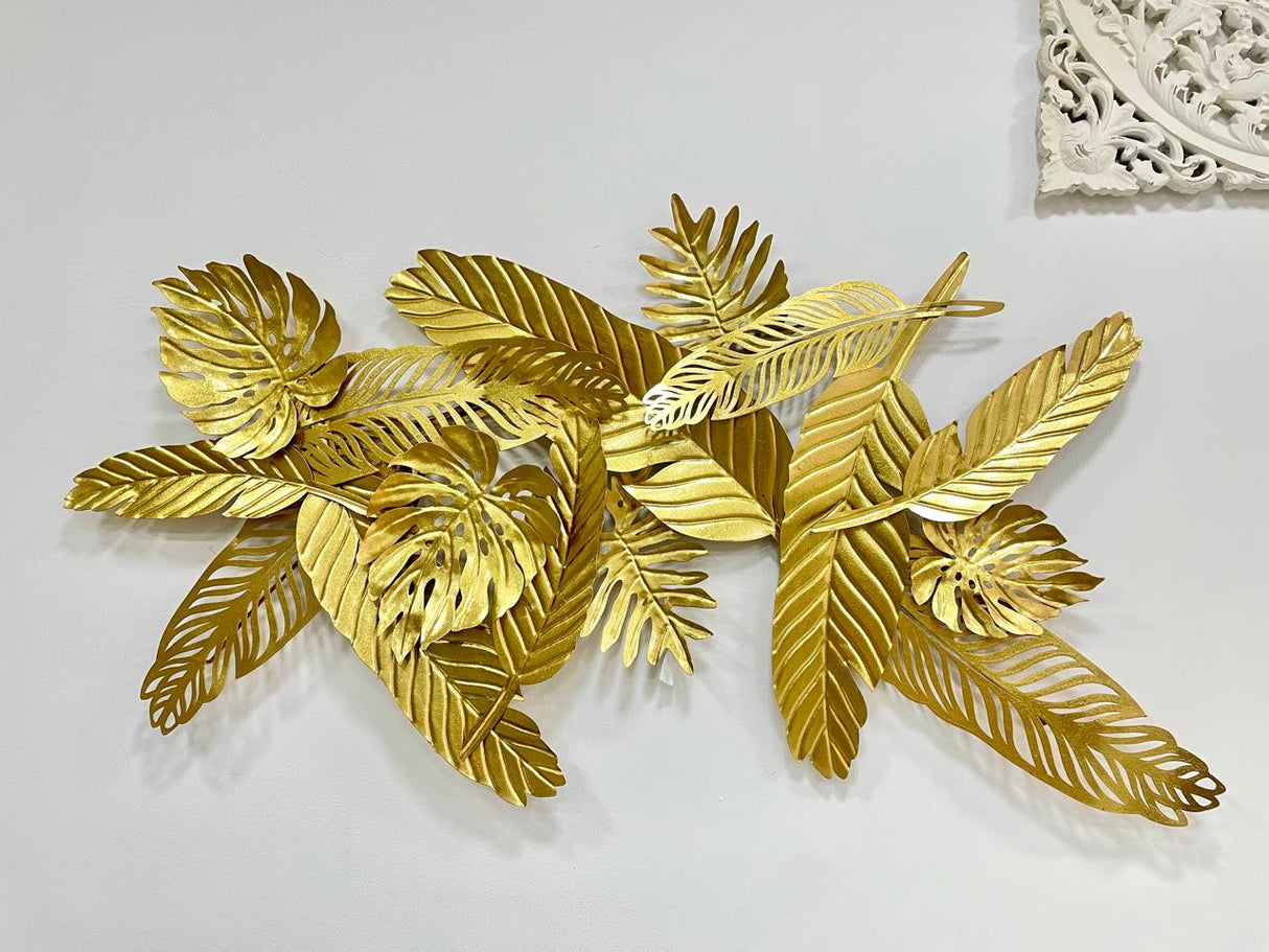 Aplique Metalico Hojas Doradas