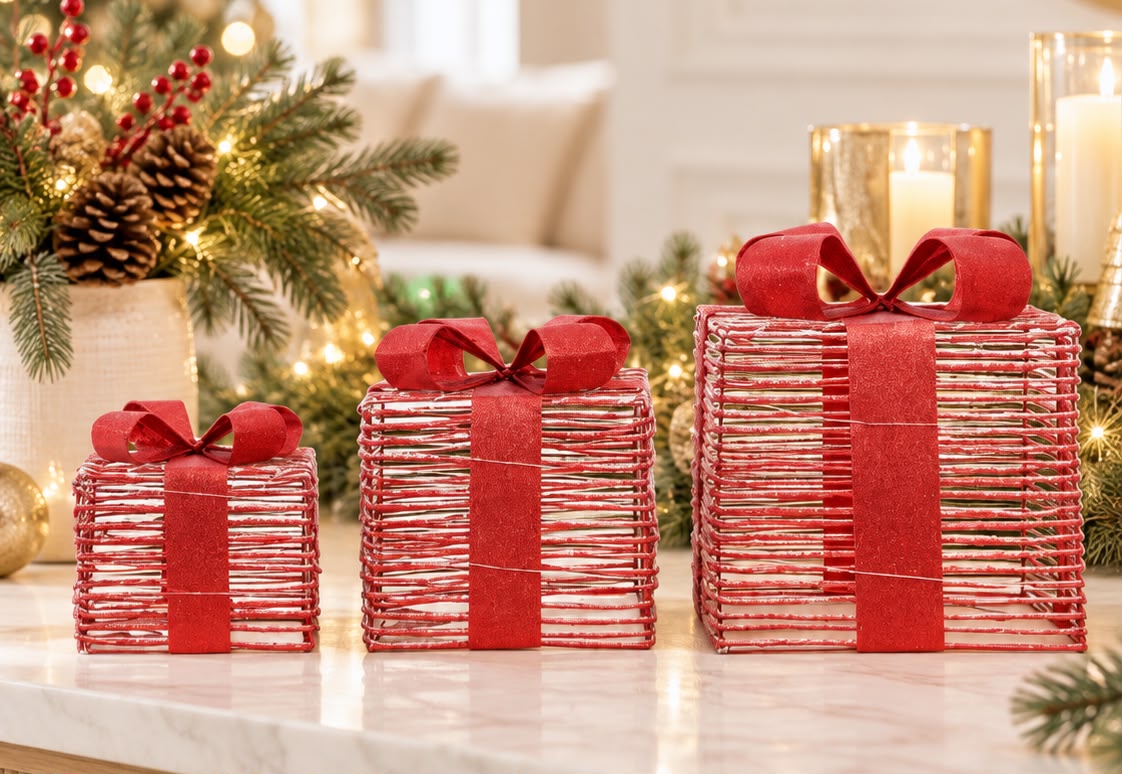 Juego Cajas de Regalo  C/LUZ 3PZ