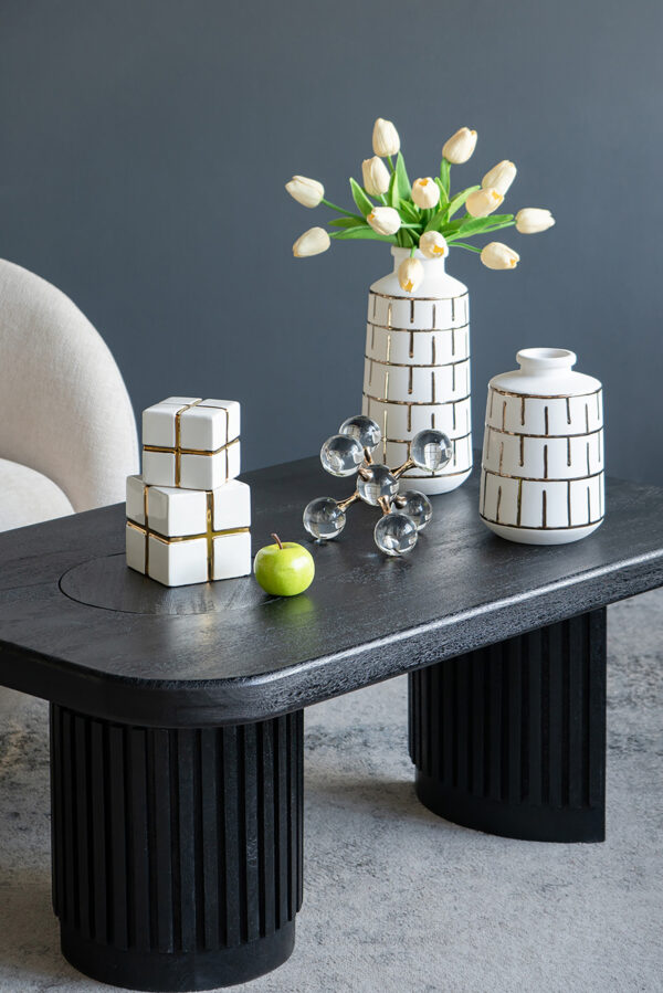 Cubo en Ceramica Blanco/Dorado - Image 2
