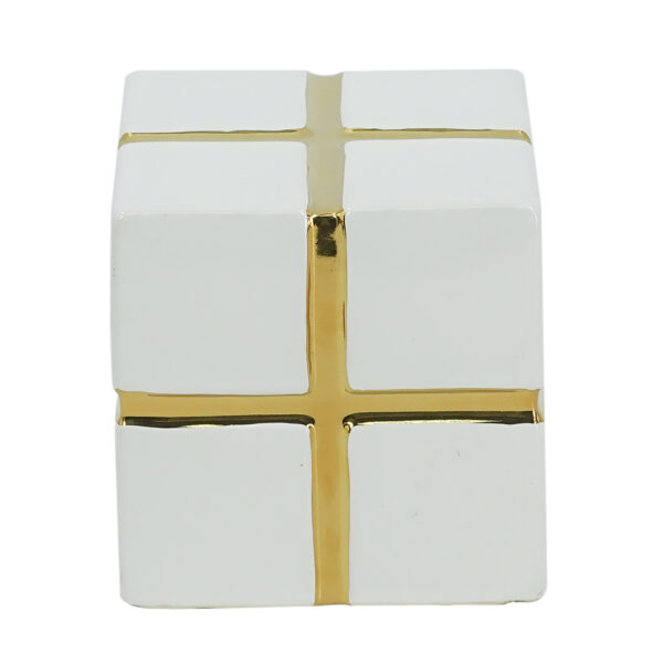 Cubo en Ceramica Blanco/Dorado - Image 5