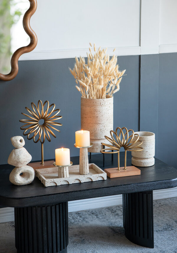Set Candelabros Stone Metal/Piedra