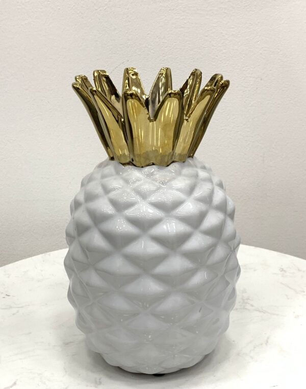 Florero Piña Blanco/Dorado