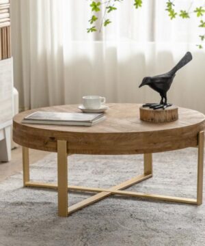 Mesa Redonda Madera Dorado 82x82x33.5
