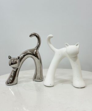 Set de Gatos x2 Plateado/Blanco